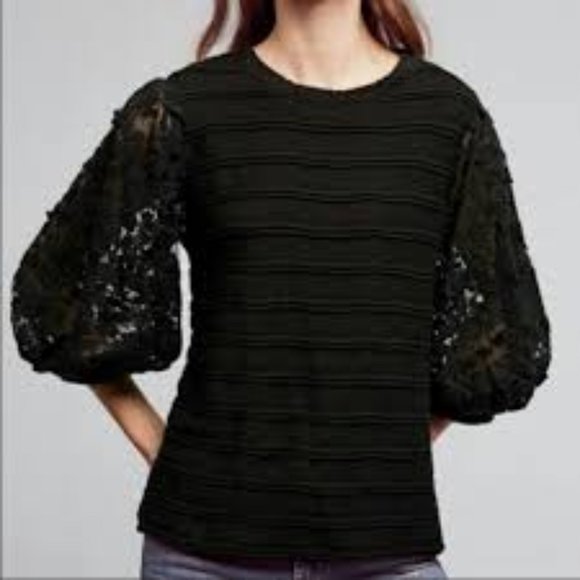 Anthropologie Tops - Anthropologie Eri + Ali Black Lace Sleeve top